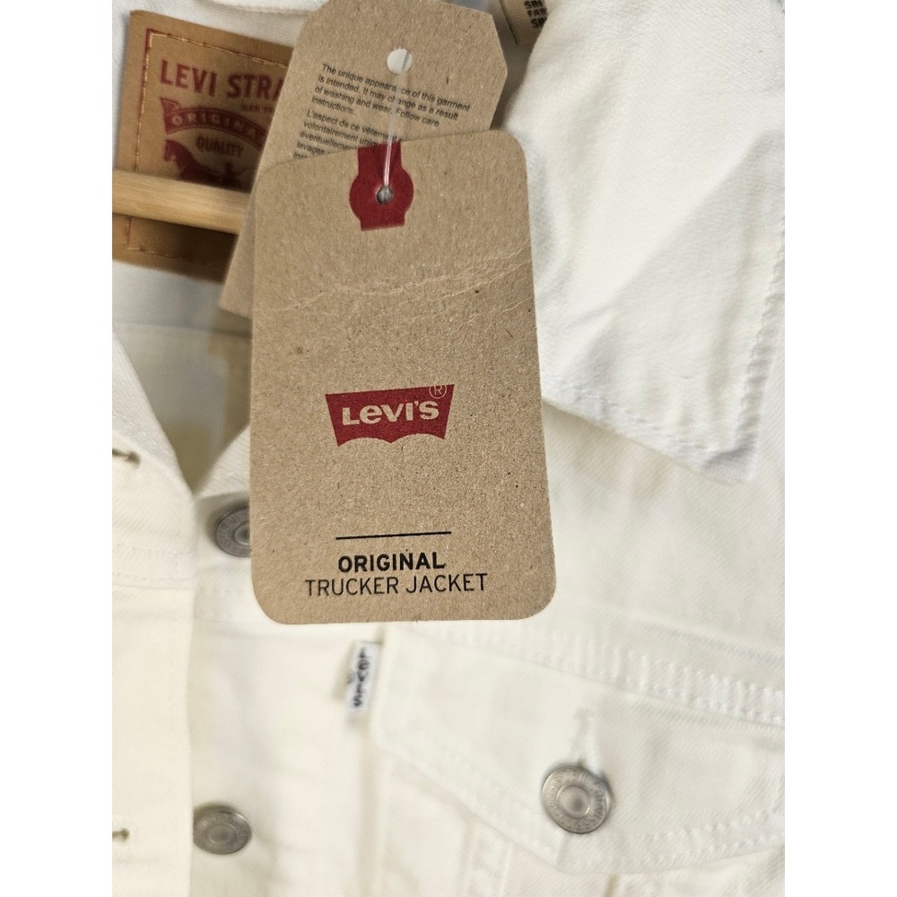 Levis Womens Original Trucker Jacket Cream White Denim Stretch 299450210 XS NEW - Picture 7 of 8